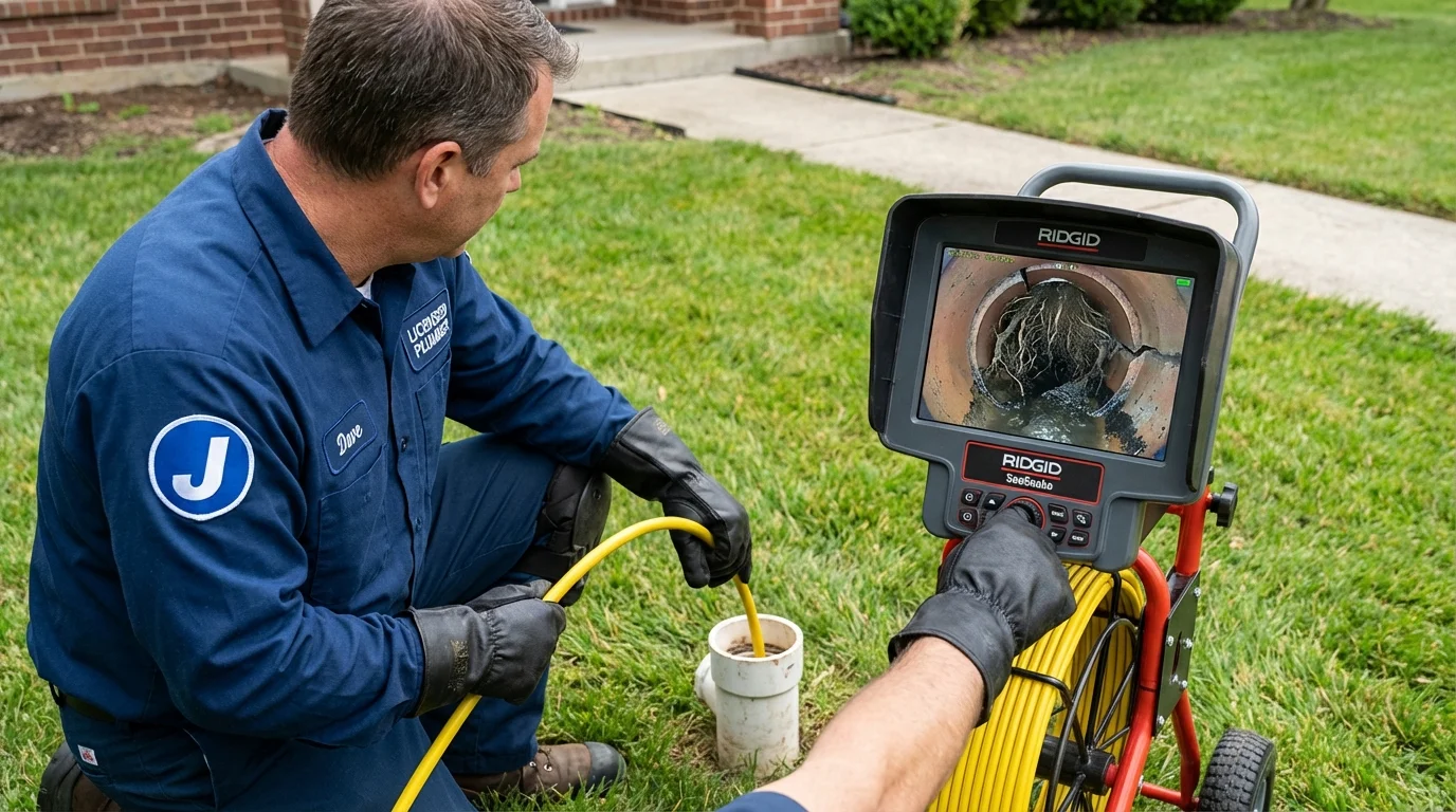 Sewer camera inspection being performed by Johns Plumbing LLC in Mahomet