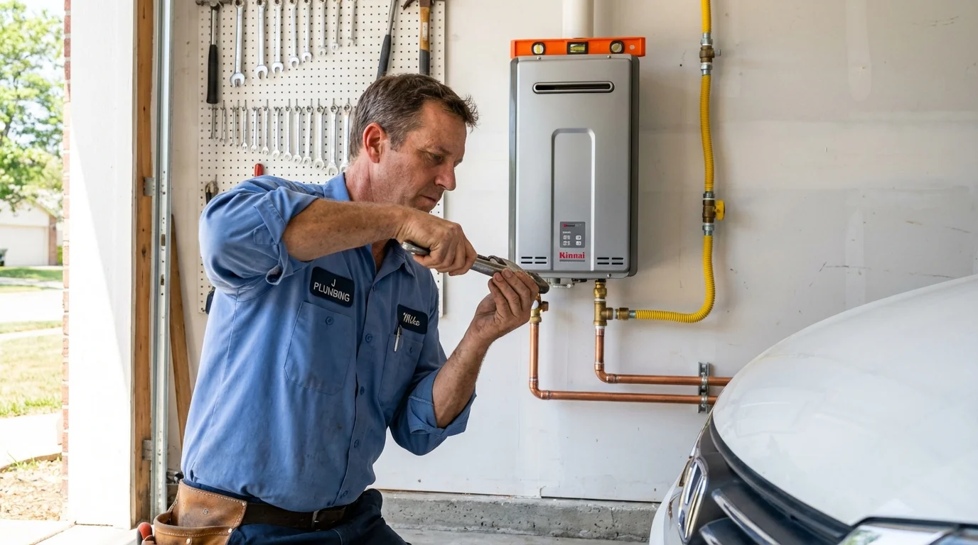 Tankless water heater installation by a Johns Plumbing LLC plumber in Mahomet